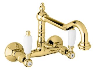 Кухонный смеситель настенного монтажа, золото Cezares FIRST-LLP-03/24-Bi