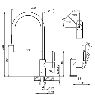 Смеситель для кухни Granula 8168, НЕРЖ Нерж