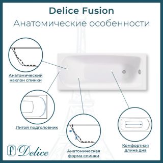 Ванна чугунная Delice Fusion DLR230647R 170х70 с отверстиями под ручки