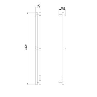 Полотенцесушитель электрический Raglo R350.12.09 9x120 см сенсорный с терморегулятором графит