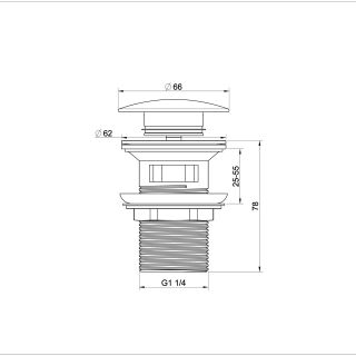 Донный клапан для раковины Wonzon & Woghand WW-88SS01-BG с переливом брашированное золото