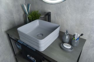 Раковина Gid Gm965 53338 накладная серая матовая 38.5x38.5x13.5