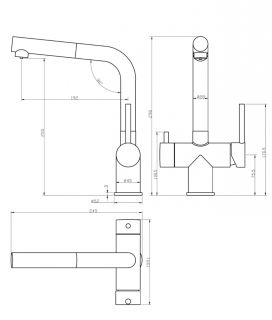 Смеситель для кухни под фильтр с выдвижным изливом GROCENBERG GB4097NK (Kerox Венгрия) Никель