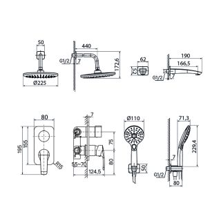 Душевой комплект IDDIS Ray RAYBL03i68 чёрный матовый