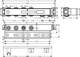 Скрытая часть для 2 потребителей Hansgrohe RainSelect 15310180