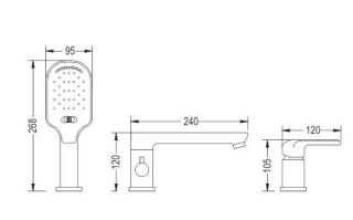 Смеситель на борт ванны Rose R2112F белый/хром