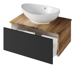 Подвесная тумба под раковину Misty Ива 70см графит/дуб Вотан