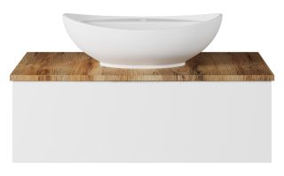 Подвесная тумба под раковину Misty Ива 90см белый/дуб Вотан