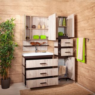 Зеркальный шкаф Бриклаер Техас 4620750416102 100 см кантри/венге