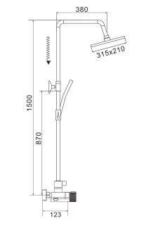 Душевая стойка Rose R1896T-6 с термостатом пепельный