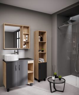 Тумба под раковину Grossman Флай 80 дуб санома/серая