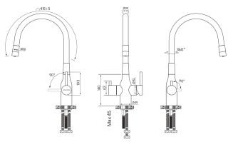 Смеситель для кухни Paulmark Salix Sa213419-418 чёрный металлик