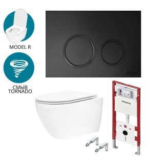 Комплект для установки подвесного унитаза с панелью смыва TECEspring R K401104WCR чёрный матовый