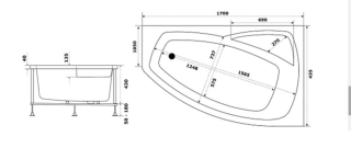Ванна акриловая Bas Камея 170x105 правая