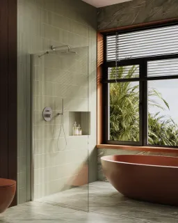 Душевая перегородка в профиле by Deonria P-195-109-8-T-HM 109см хром матовый/прозрачный