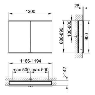 Зеркальный шкаф Keuco Royal Modular 800210121100200 120 см