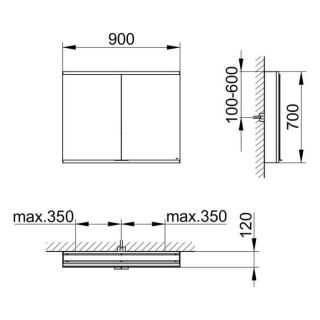 Зеркальный шкаф Keuco Royal Modular 800211090000300 90 см