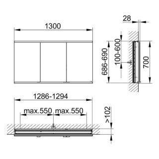 Зеркальный шкаф Keuco Royal Modular 800300130000000 130 см