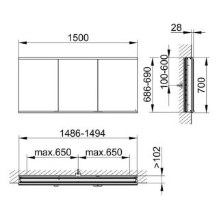 Зеркальный шкаф Keuco Royal Modular 800300150000200 150 см