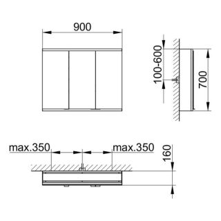 Зеркальный шкаф Keuco Royal Modular 800311090100000 90 см