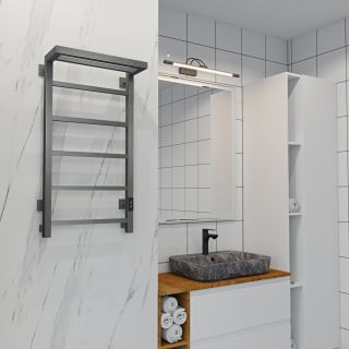 Полотенцесушитель электрический Indigo Forma LEF80-50GFMRt с полкой 80x50 см графит металлик