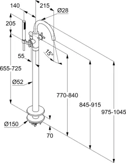 Напольный смеситель для ванны Kludi Nova Fonte Сlassic 205900520 хром