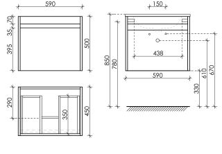 Подвесная тумба под раковину Sancos Smart SM60E 60см дуб бардолино/белый