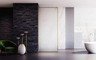 Душевая перегородка Veconi Korato KR-81RG, 1000x2000, брашированное золото, стекло дождь