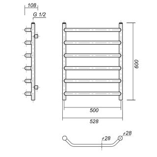 Полотенцесушитель водяной Domoterm Лаура Плюс П6 500x600 АБР бронза