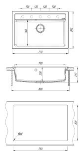 Кухонная мойка Florentina Липси 770 бежевый