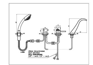Смеситель на борт ванны Rav Slezak Dunaj DT261.5P хром