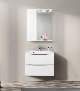 Зеркальный шкаф BelBagno с подсветкой левосторонний 60x75см Bianco Lucido MARINO-SPC-600/750-1A-BL-P-L
