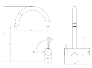 Смеситель для кухни Milacio Ultra MCU.554.TB под фильтр с краном для питьевой воды Total Black