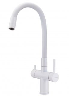 Смеситель для кухни Milacio Ultra MCU.560.WH под фильтр с краном для питьевой воды и гибким изливом белый
