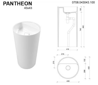 Напольная раковина Whitecross Pantheon 0708.043043.100 43см белый глянец