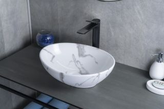 Раковина Gid Mnc138C 54473 накладная под камень глянцевая 41x34x15