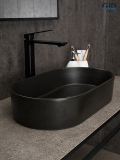 Раковина Gid N9020bg 53379 накладная черная  графит 52.5x30.5x11.5