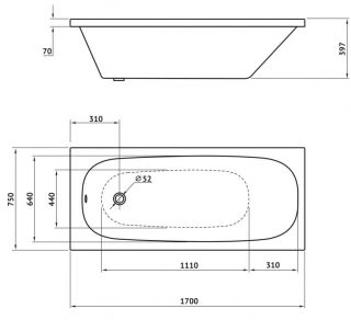 Акриловая ванна Berges Nelu 170x75см белый 050020