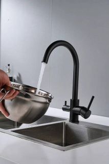 Смеситель для кухни Shevanik S128H с подключением фильтра чёрный