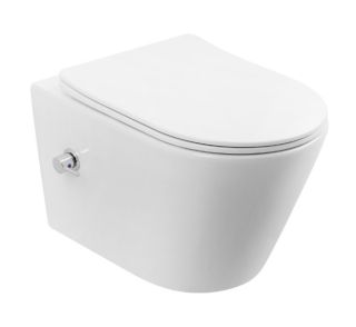 Подвесной унитаз Boheme Avva 973-SET-2-W безободковый с функцией биде белый глянец