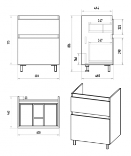 Напольная тумба под раковину Misty Лаки 60 см П-Лак-01060-5012Я серый
