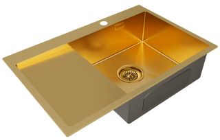 Мойка кухонная Paulmark Kroner PM217851-BGR правая брашированное золото