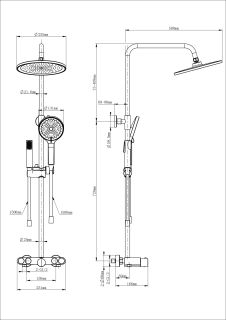 Душевая стойка Wonzon & Woghand Muse Selesta WW-B4113-BGG с термостатом тёмный графит