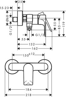 Смеситель для душа Hansgrohe Rebris E 72650000 хром