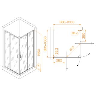 Душевой уголок RGW PA-038 350803899-11 90x90см хром