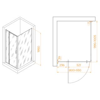 Душевой уголок RGW PA-078B (RGW PA-008B + Z-050-2B) 350807880-14 80x100см чёрный