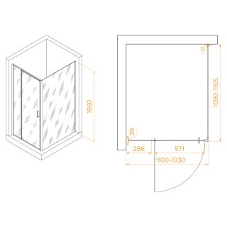 Душевой уголок RGW PA-078B (RGW PA-008B + Z-050-2B) 350807891-14 90x110см чёрный