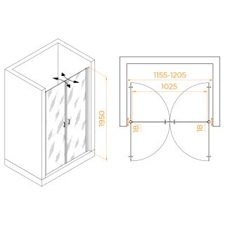 Душевая дверь RGW PA-104Gb 060810412-16 120см брашированное золото
