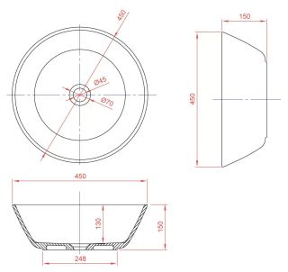 Раковина Montebianco Piemont 12043 45см белый