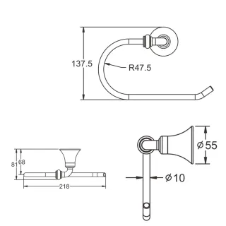 Полотенцедержатель Rose RG1206 хром